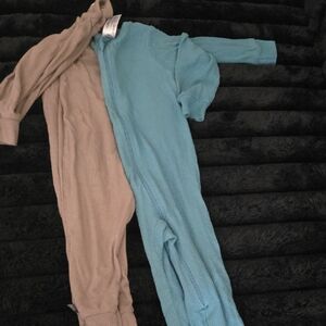 Gerber Kids One Piece Footies - Teal and Beige